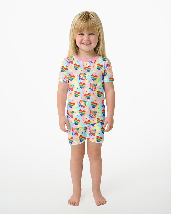 Raised To Love You Bamboo Two Piece Short Sleeve Shorts Pajama Set