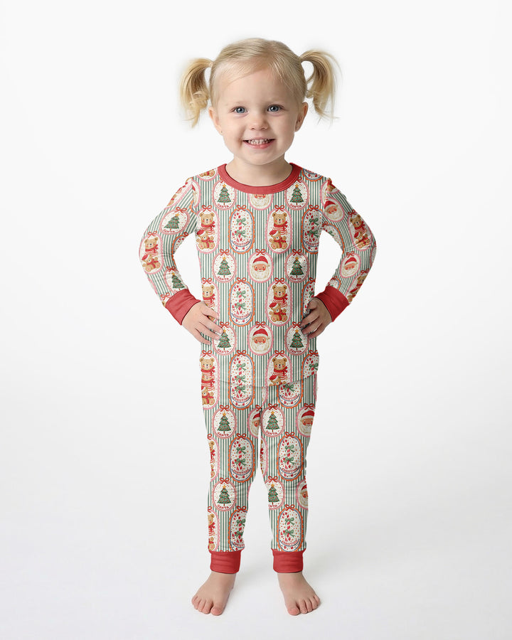 Vintage Christmas Keepsakes Bamboo Two Piece Long Sleeve Pajama Set