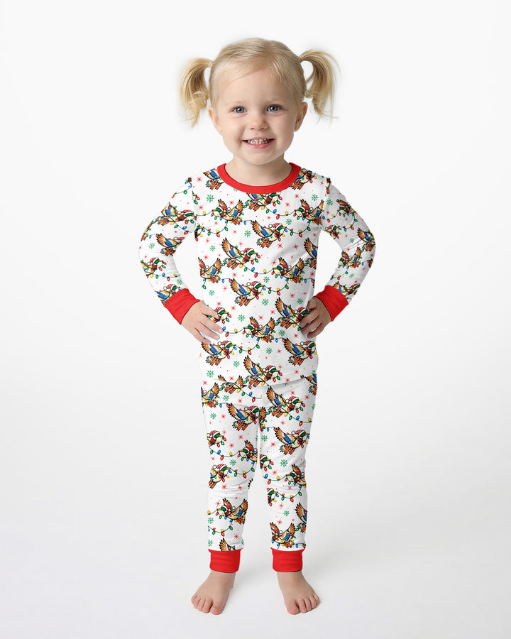 Preppy Christmas Mallard Duck Bamboo Two Piece Long Sleeve Pajama Set