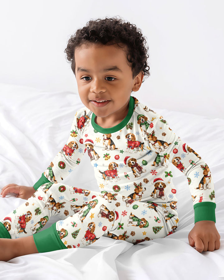 Beagle Christmas Bamboo Two Piece Long Sleeve Pajama Set