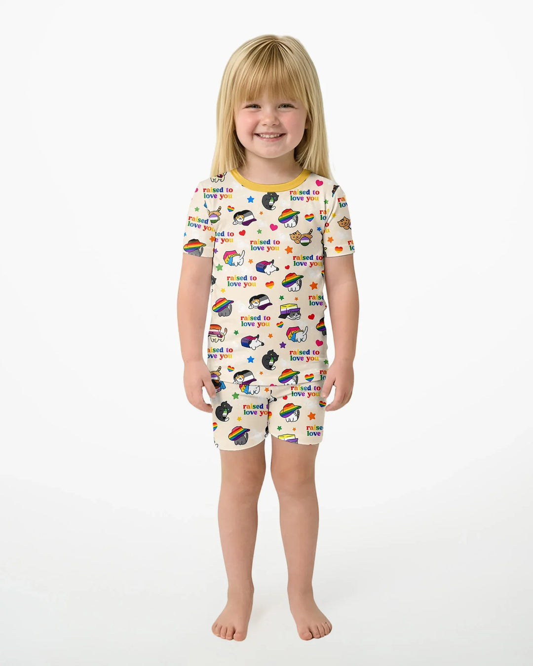 Rainbow Paws Family Matching Bamboo Two Piece Short Sleeve Shorts Pajama Set