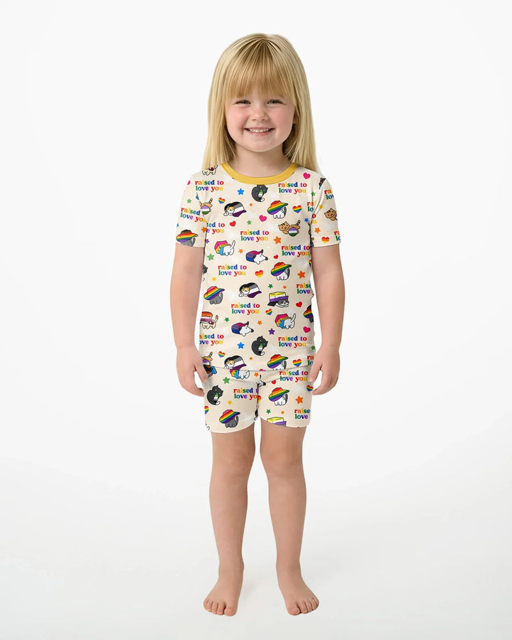 Rainbow Paws Family Matching Bamboo Two Piece Short Sleeve Shorts Pajama Set
