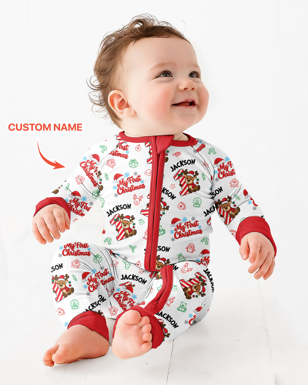 Custom Name My First Candy Cane Christmas Bamboo Convertible Zippy
