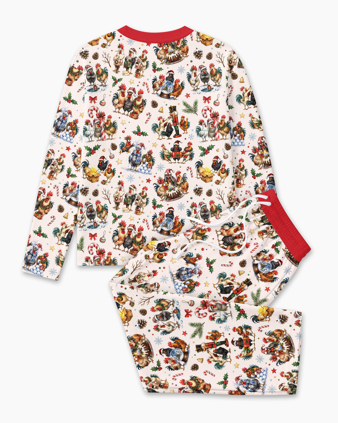 Funny Roosters On Christmas Bamboo Men's Pajama Set
