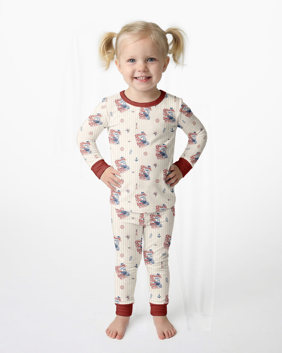 Spilling The Tea Since 1773 Family Matching Bamboo Two Piece Long Sleeve Pajama Set