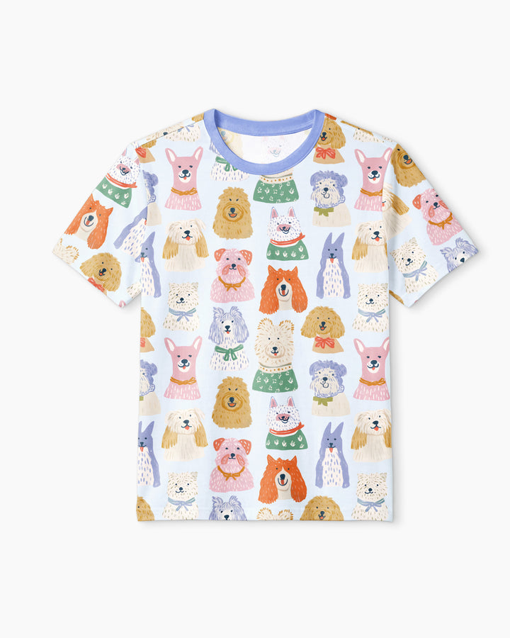 Puppy Portrait Bamboo Men Short Sleeve Short Pajama Set