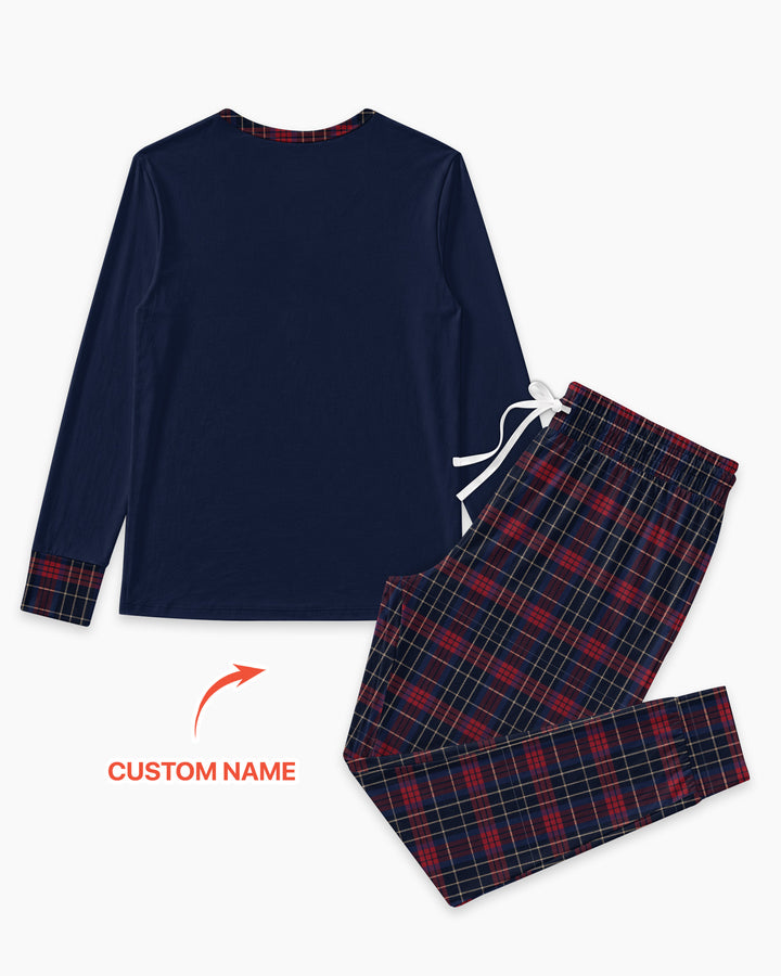 Custom Name North Pole Plaid Bamboo Women Pajama Set