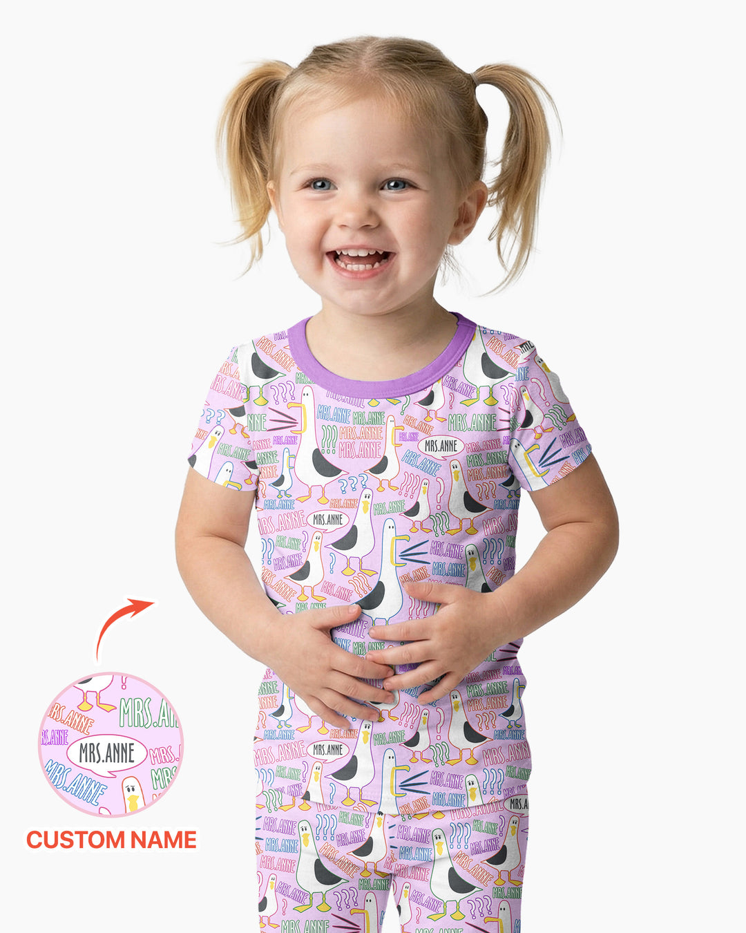 Teacher Teacher Teacher Funny Seagull Bamboo Two Piece Short Sleeve Pajama Set