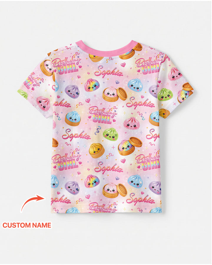 Birthday Girl Glitter Dumpling Bamboo Crewneck T-Shirt
