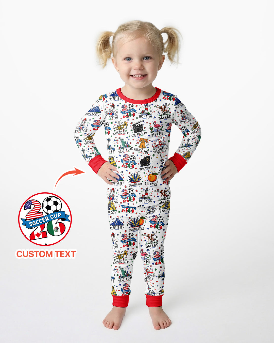 2026 Soccer Cup Host Citties Bamboo Two Piece Long Sleeve Pajama Set