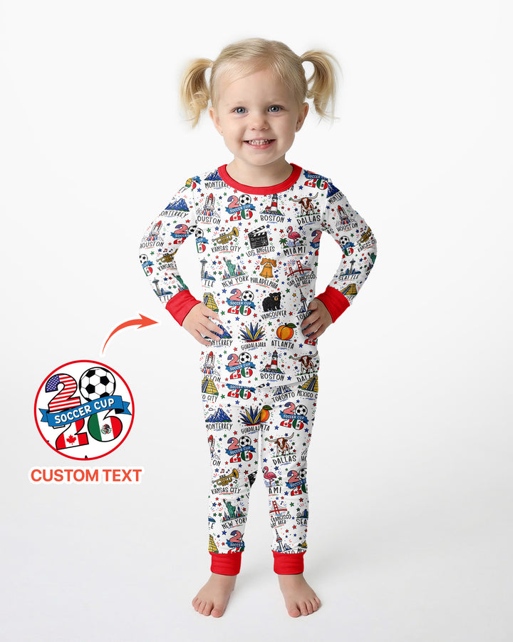 2026 Soccer Cup Host Citties Bamboo Two Piece Long Sleeve Pajama Set