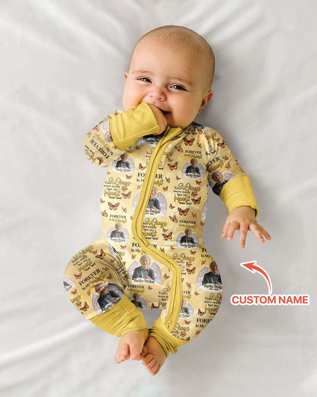 Custom Photo Forever In My Heart Family Matching Bamboo Convertible Zippy