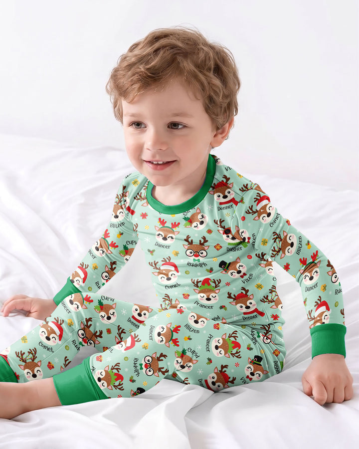 Christmas Reindeer Squad Bamboo Two Piece Long Sleeve Pajama Set