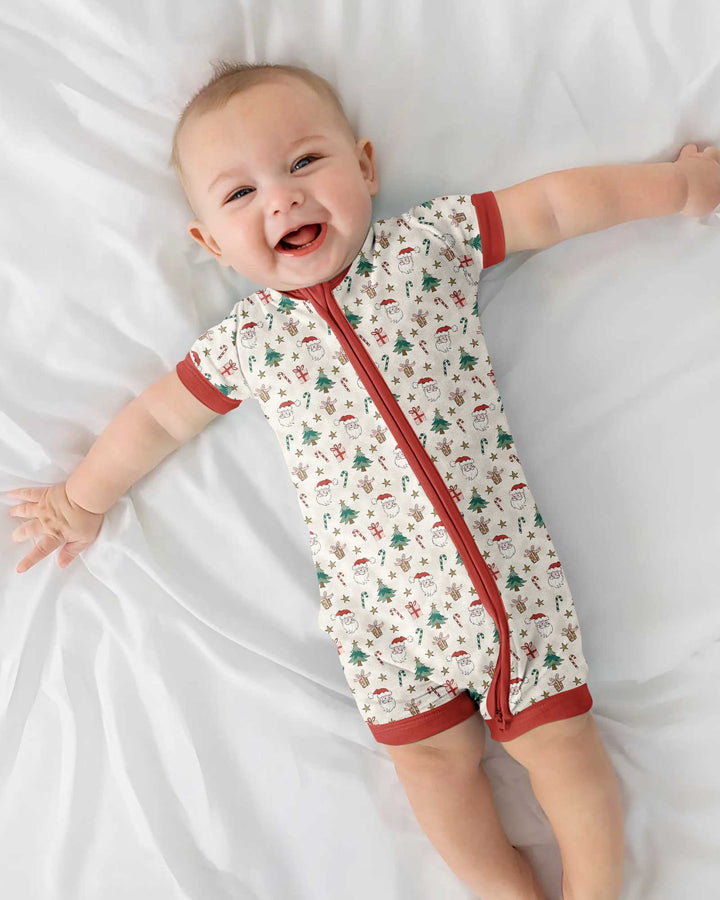 Snowy Santa Bamboo Shorty Zippy