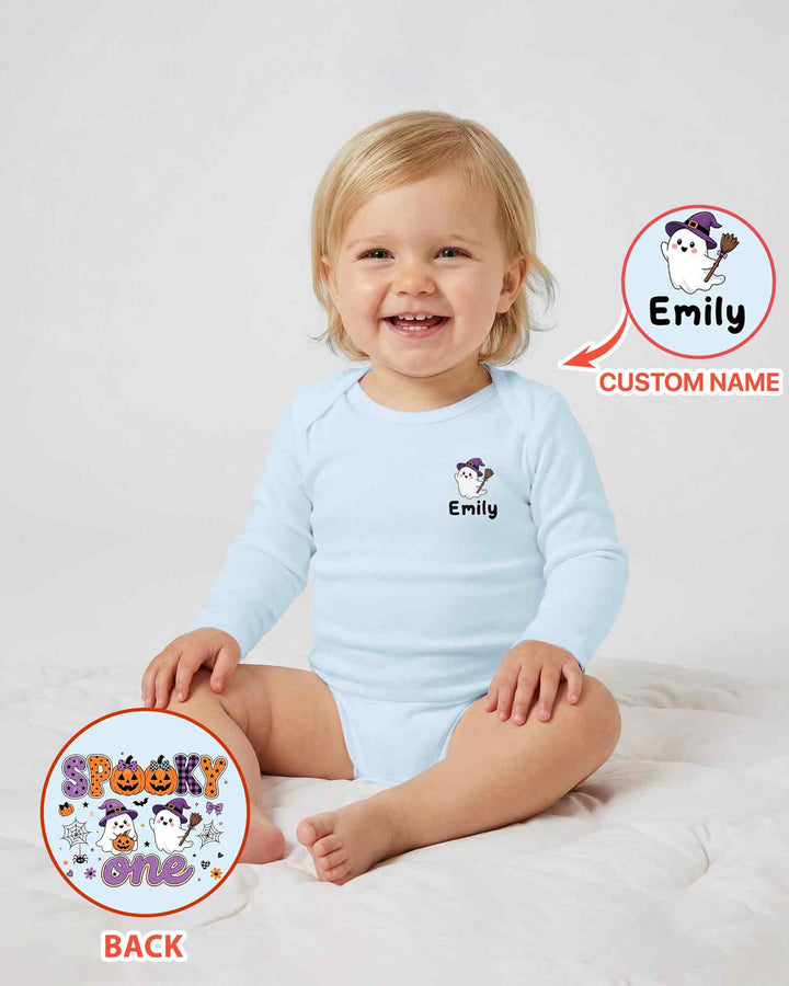 Personalized Spooky One Baby Boo Halloween First Birthday Bamboo Bodysuit
