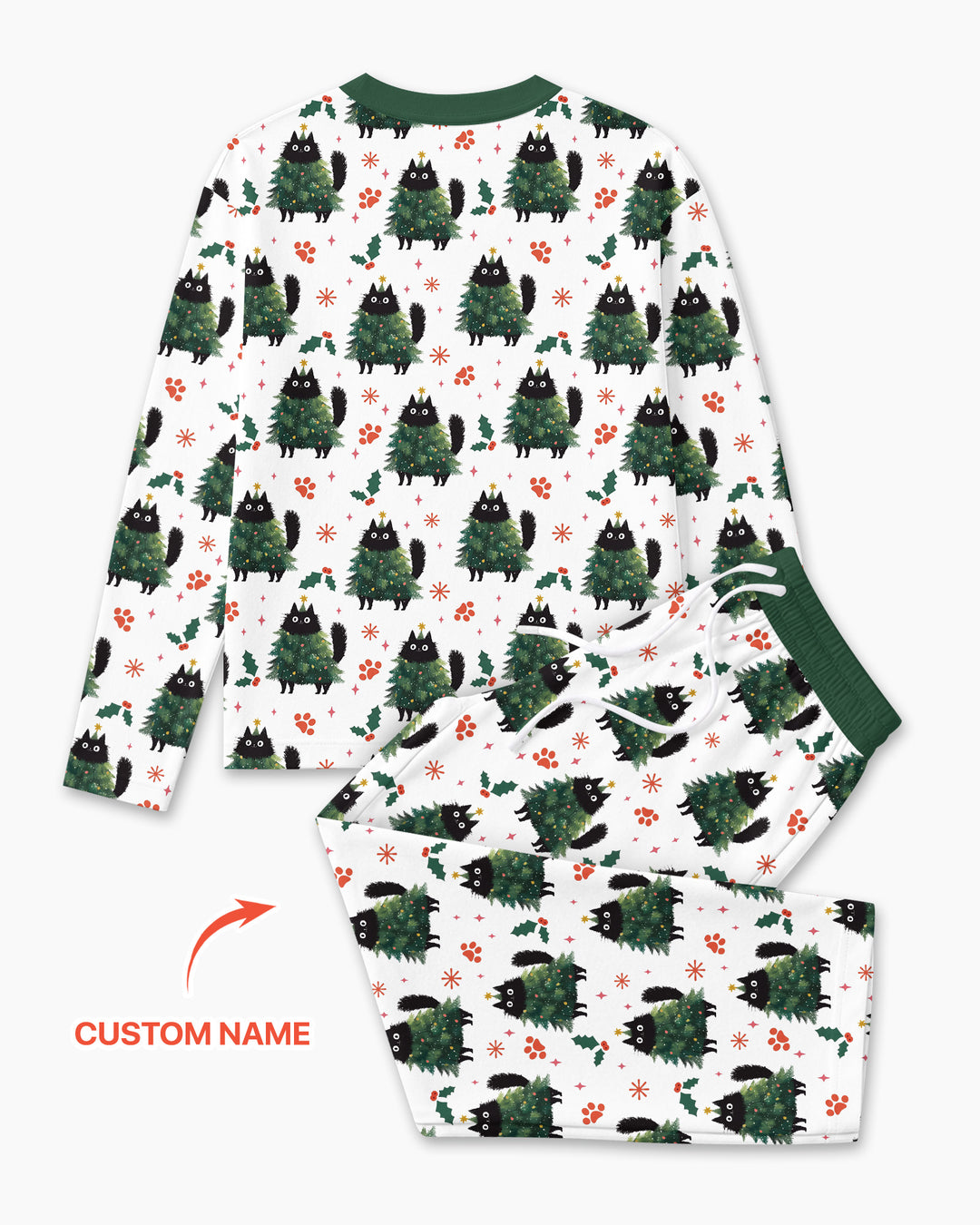 Custom Name Black Cat Christmas Bamboo Men's Pajama Set