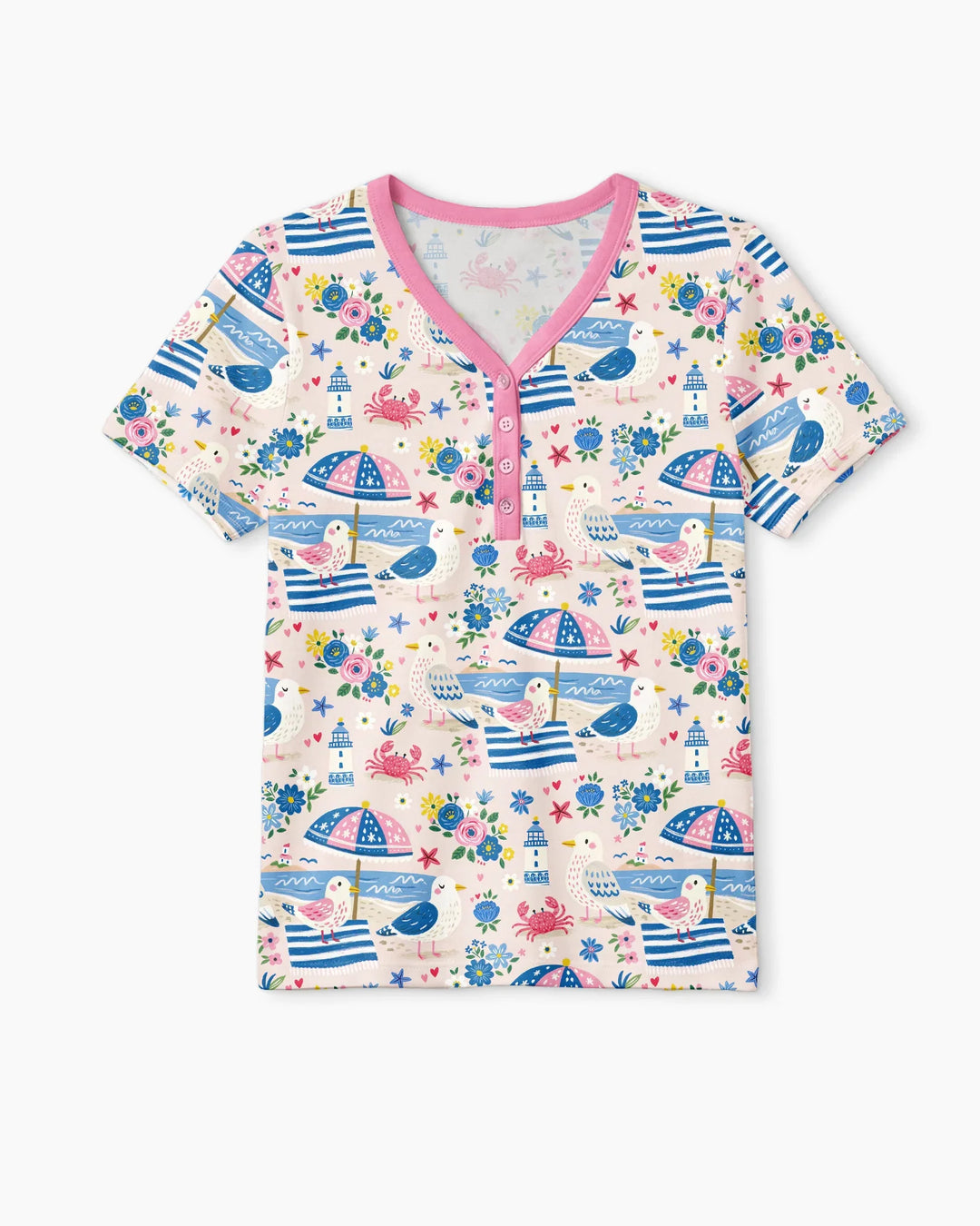A Day At The Shore Bamboo Women Short Sleeve Short Pajama Set