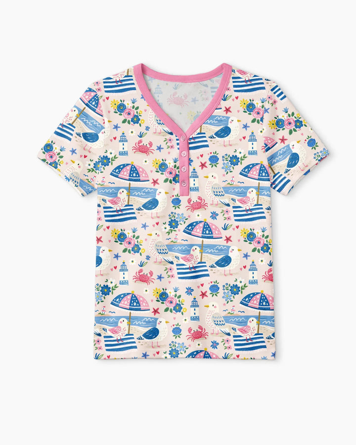 A Day At The Shore Bamboo Women Short Sleeve Short Pajama Set