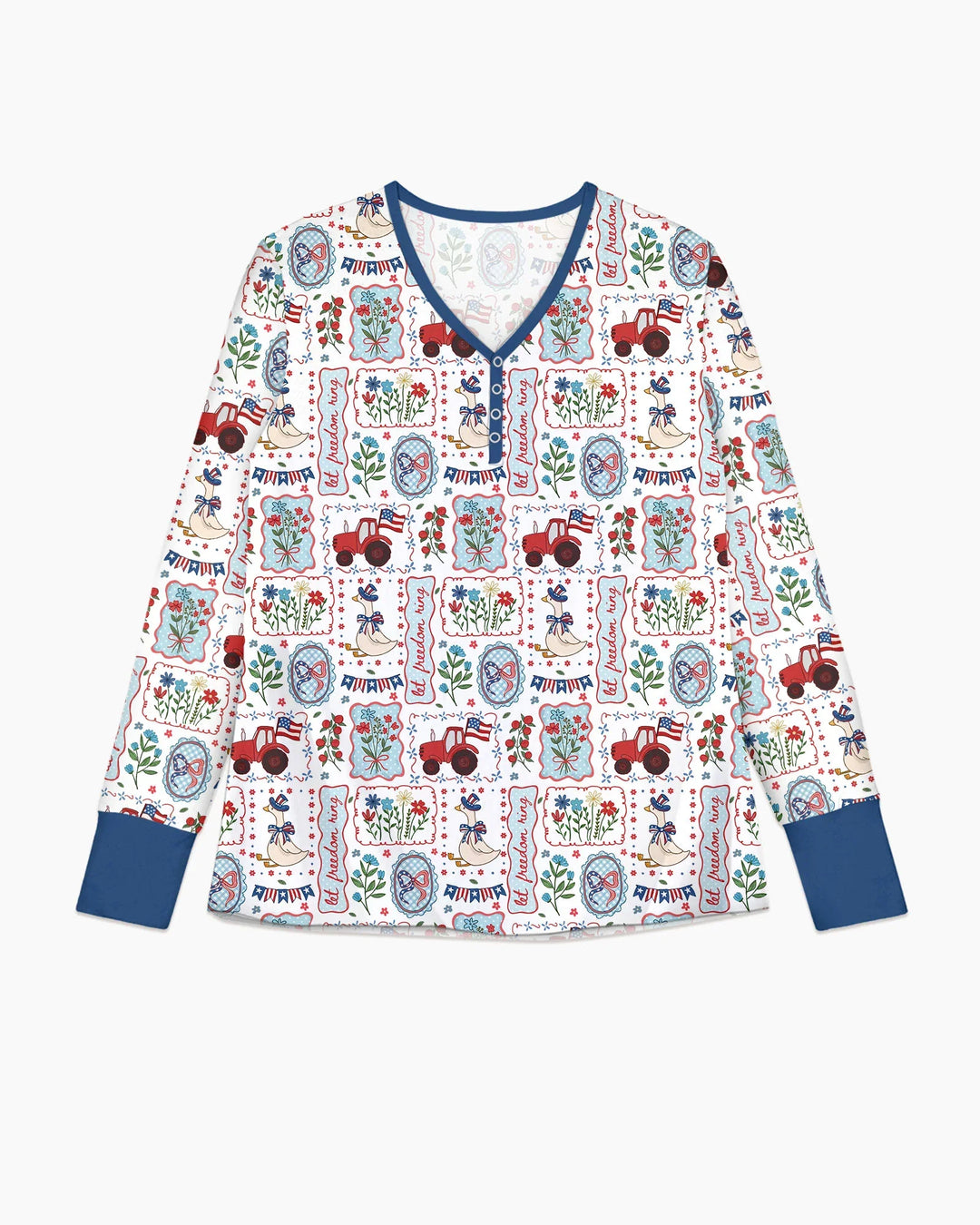 Patriotic USA Silly Goose Family Matching Bamboo Women Pajama Set