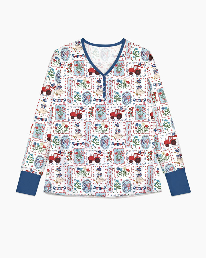 Patriotic USA Silly Goose Family Matching Bamboo Women Pajama Set