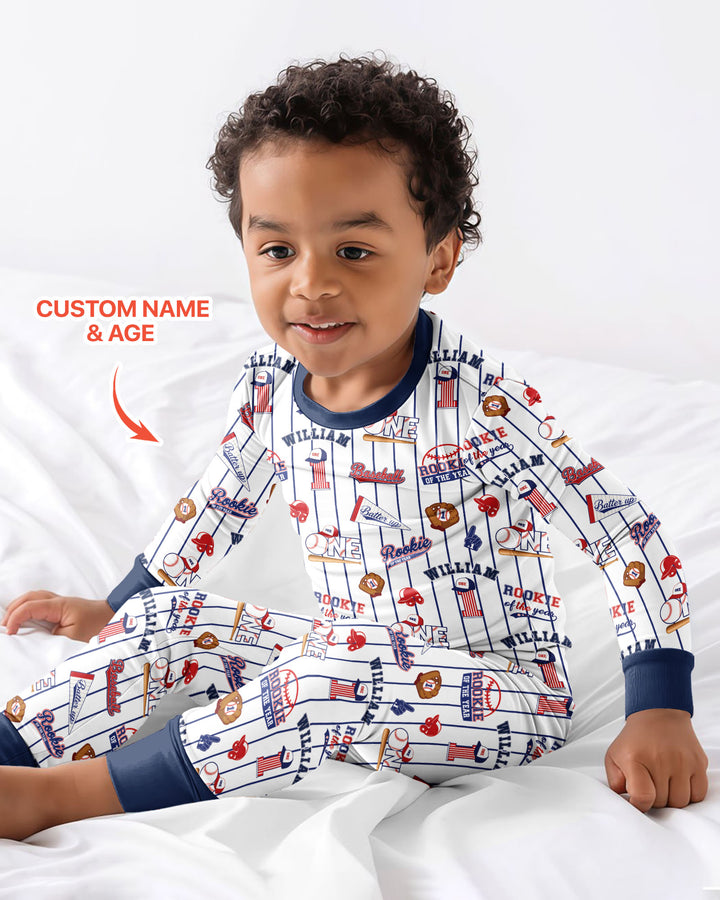 Baseball Birthday Boy Bamboo Two Piece Long Sleeve Pajama Set