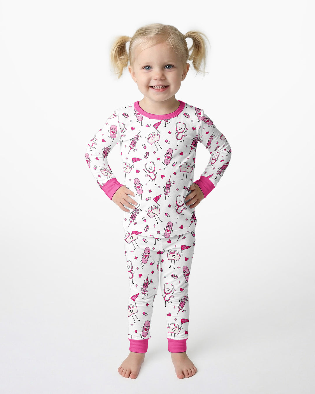 Cute Nurse Crew Bamboo Two Piece Long Sleeve Pajama Set