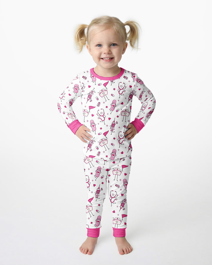 Cute Nurse Crew Bamboo Two Piece Long Sleeve Pajama Set