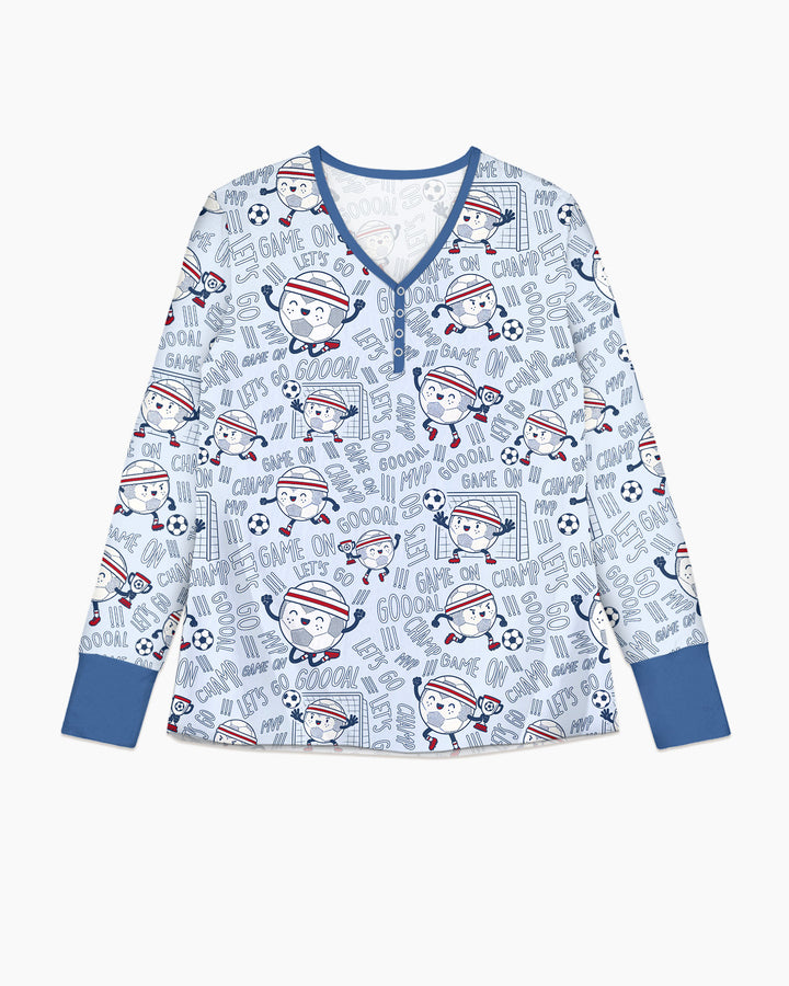 Happy Soccer Ball Family MatchingBamboo Women Pajama Set