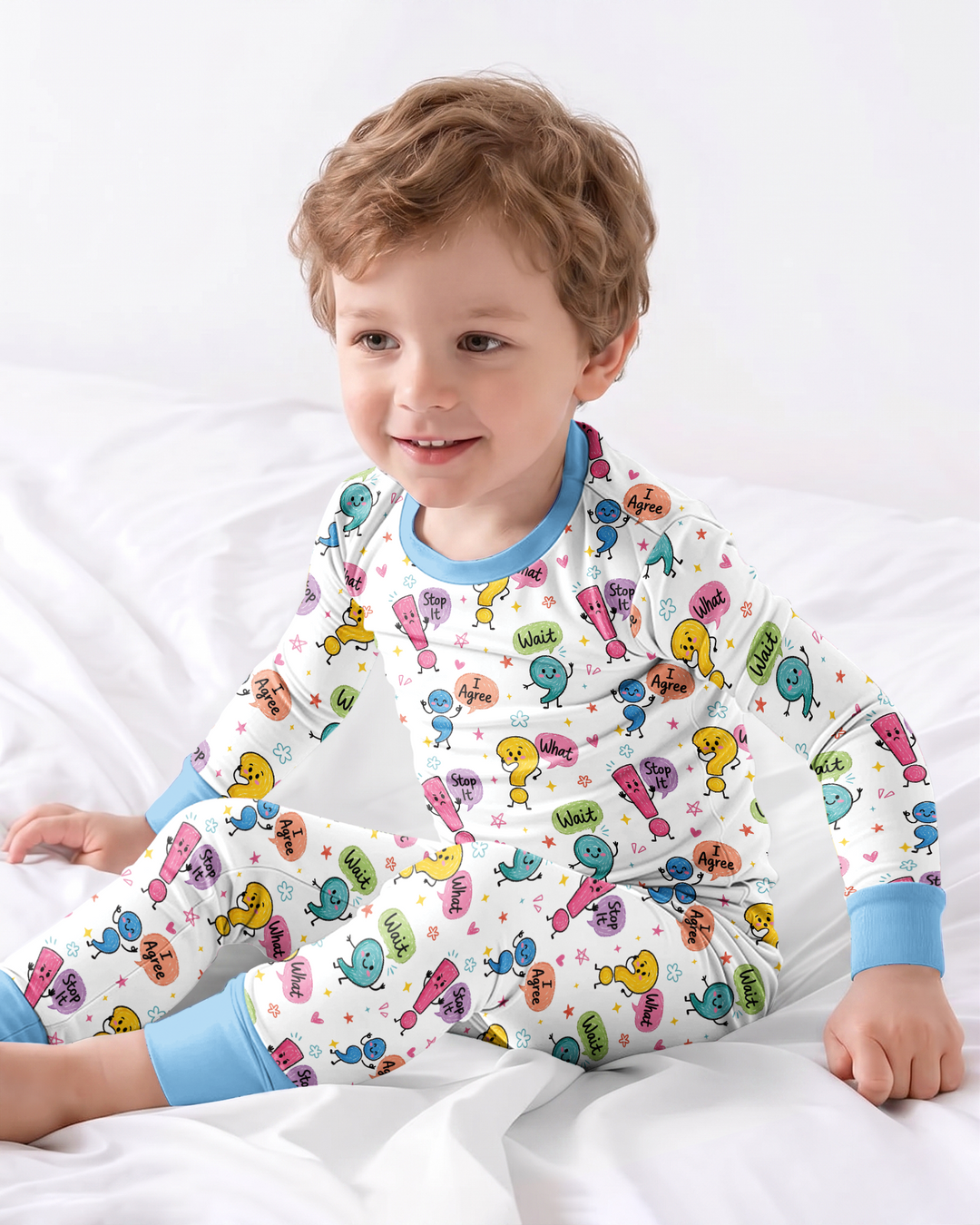 Punctuation Emotion Two Piece Long Sleeve Pajama Set