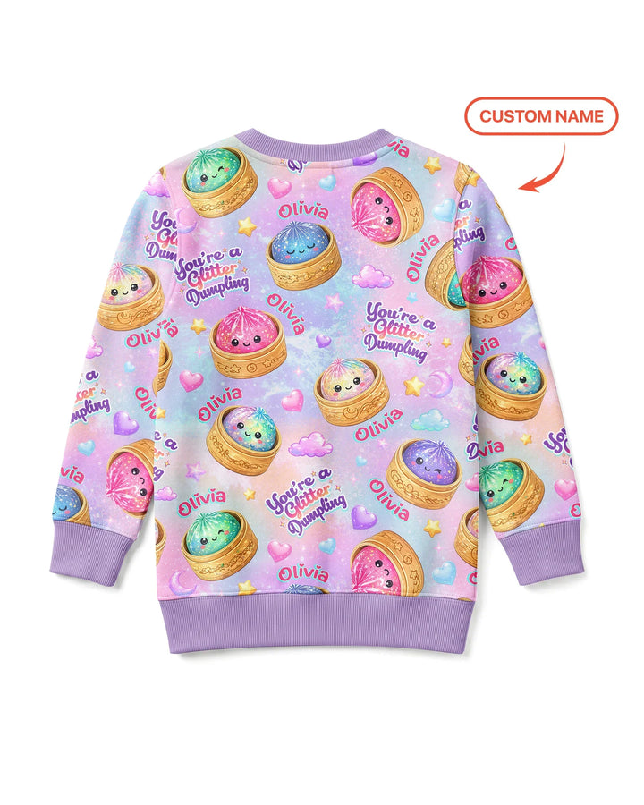 Custom Name You're A Glitter Dumpling Bamboo Crewneck Sweatshirt