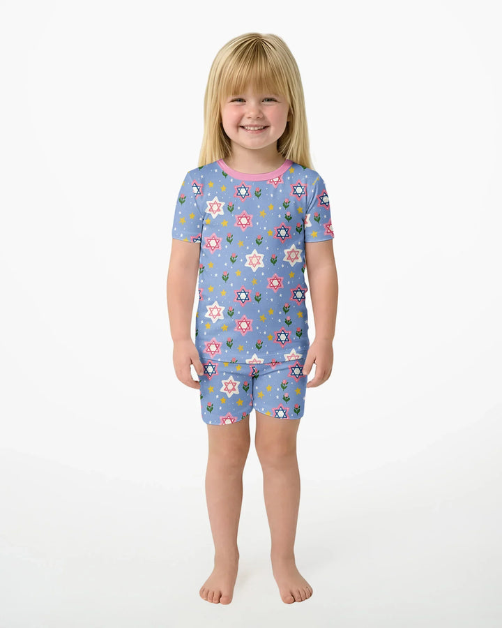 Starry Bloom Blessings Family Matching Bamboo Two Piece Short Sleeve Shorts Pajama Set