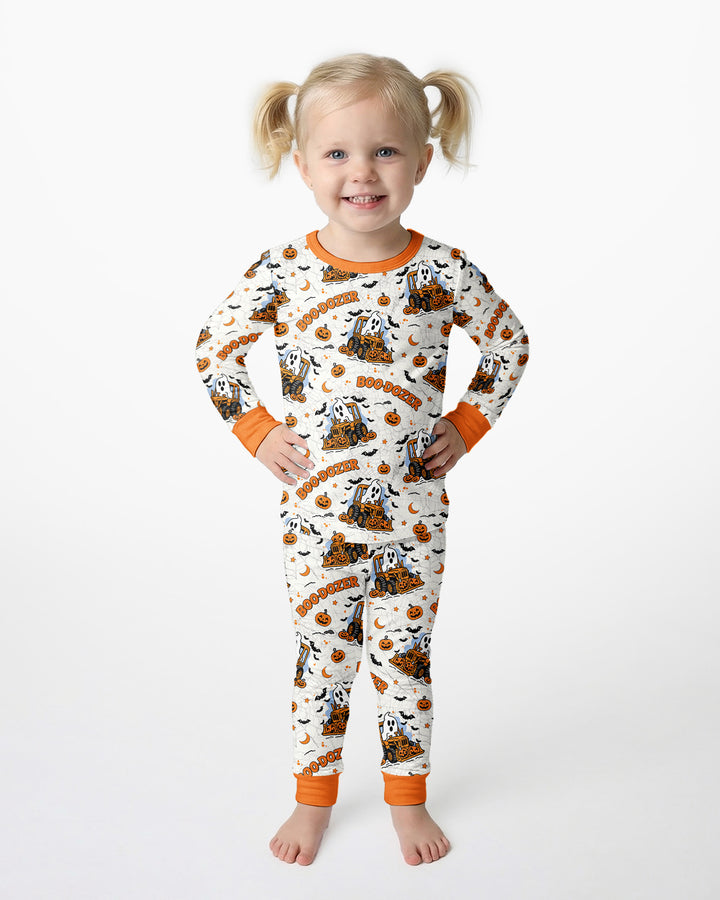 Boo-dozer Halloween Bamboo Two Piece Long Sleeve Pajama Set