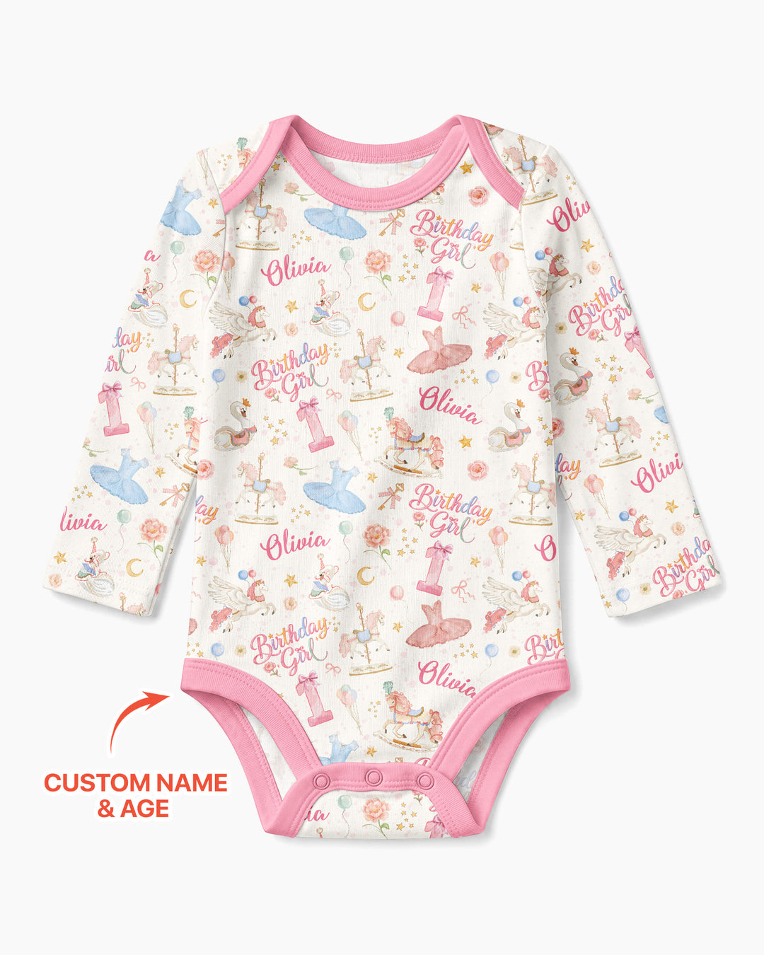 Ballerina Birthday Girl Custom Name & Age Bamboo Bodysuit