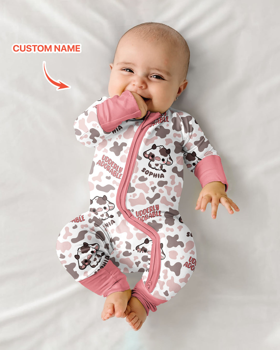 Udderly Adorable Custom Name Bamboo Convertible Zippy
