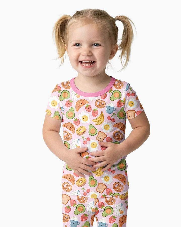 Breakfast Buddies Family Matching Bamboo Two Piece Short Sleeve Pajama Set