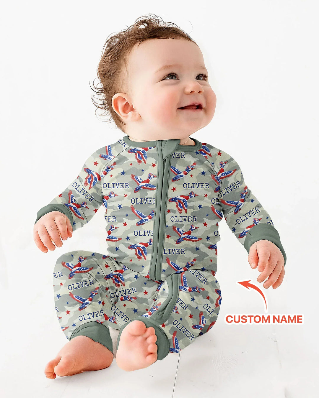 Custom Name America Mallard Duck Family Matching Bamboo Convertible Zippy