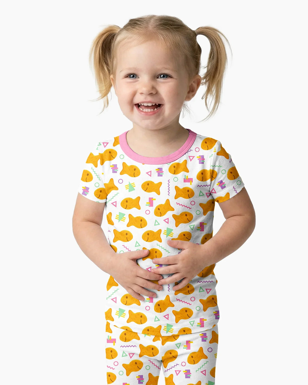 Cheesy Fishies Family Matching Bamboo Two Piece Short Sleeve Pajama Set