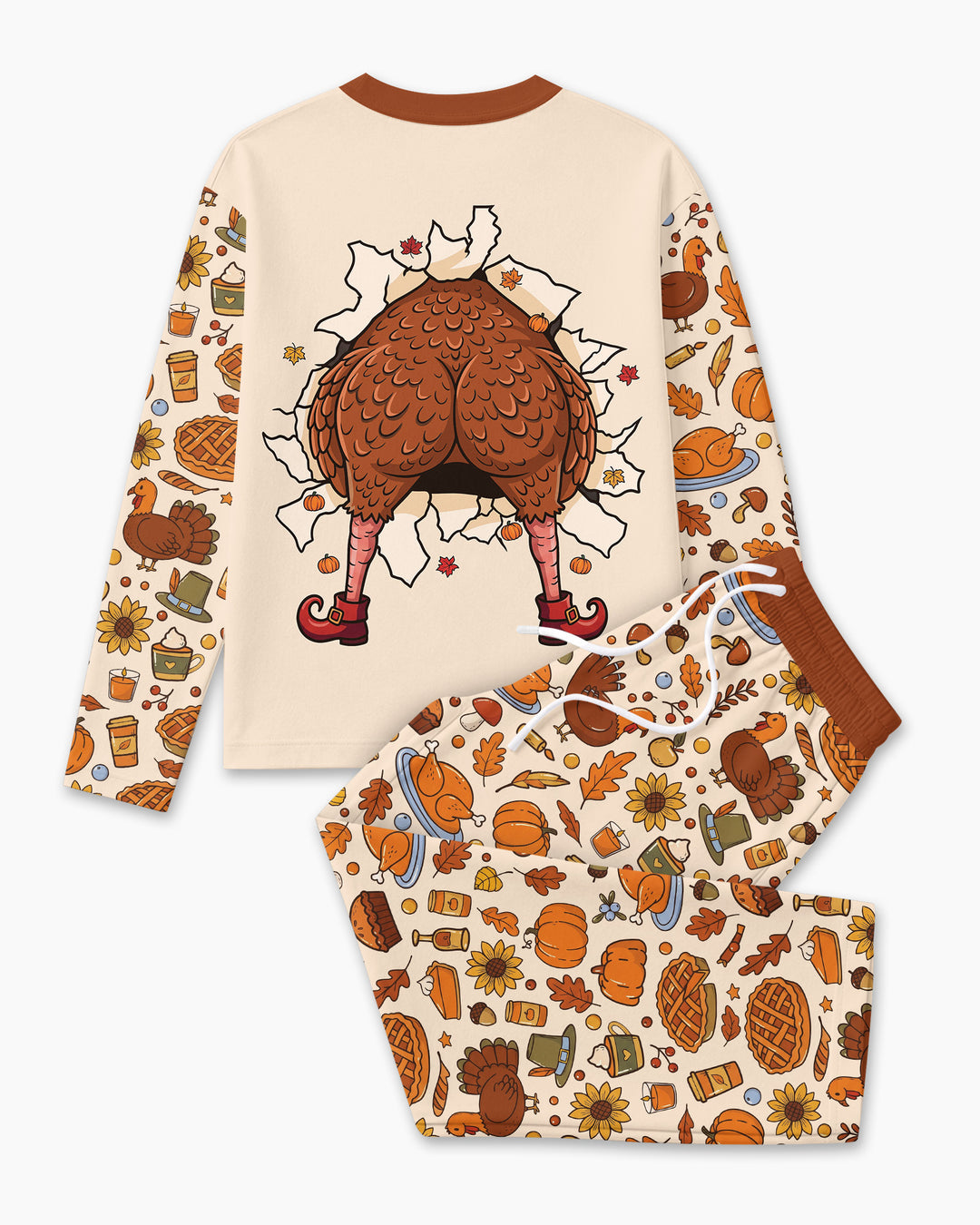 Funny Turkey on Thanksgiving Bamboo Men's Pajama Set