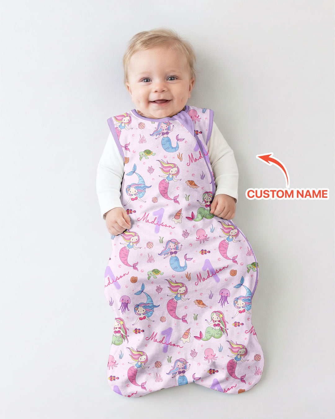 Custom Name Birthday Mermaid Wild One Bamboo Sleep Bag