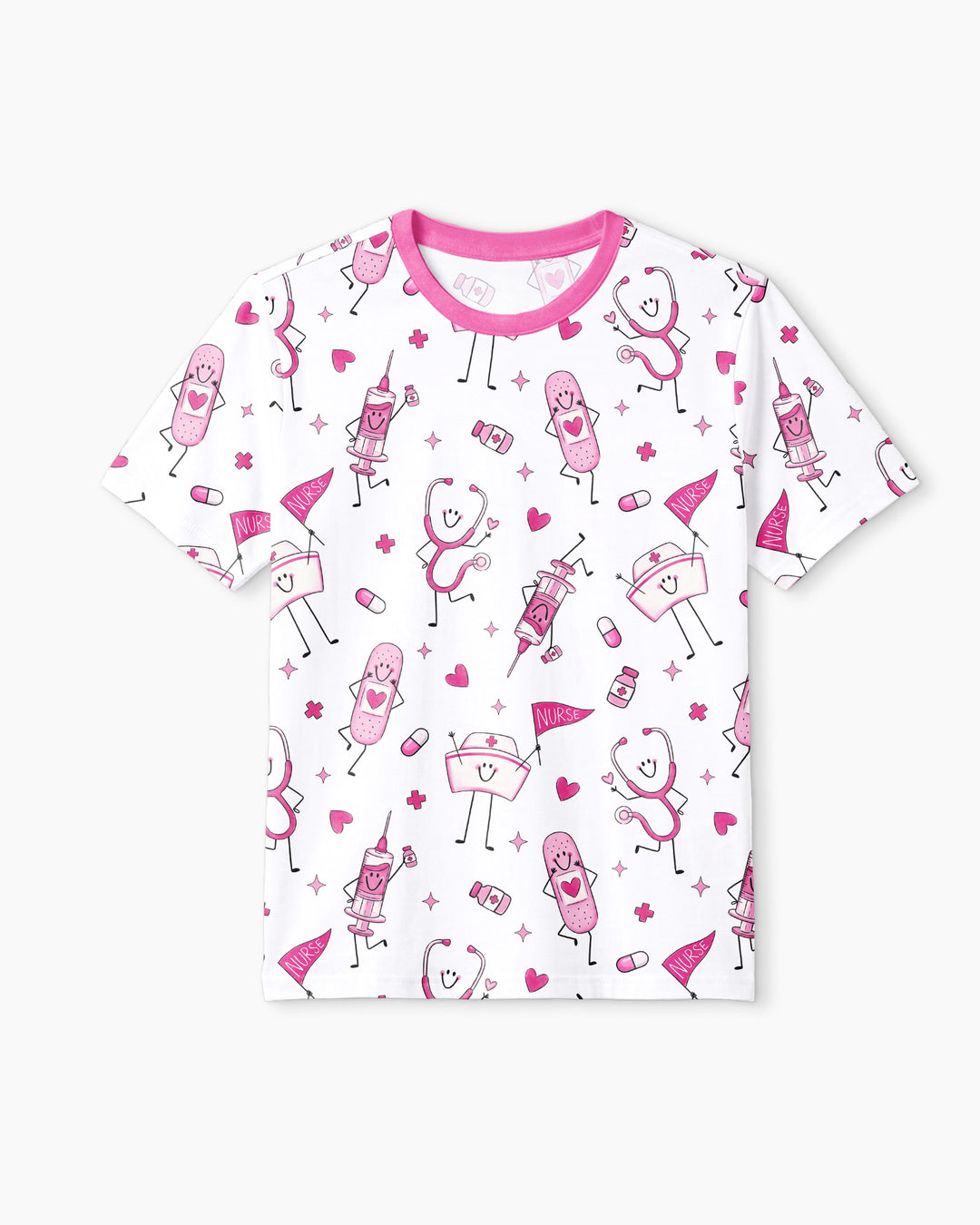 Cute Nurse Crew Bamboo Men Short Sleeve Short Pajama Set