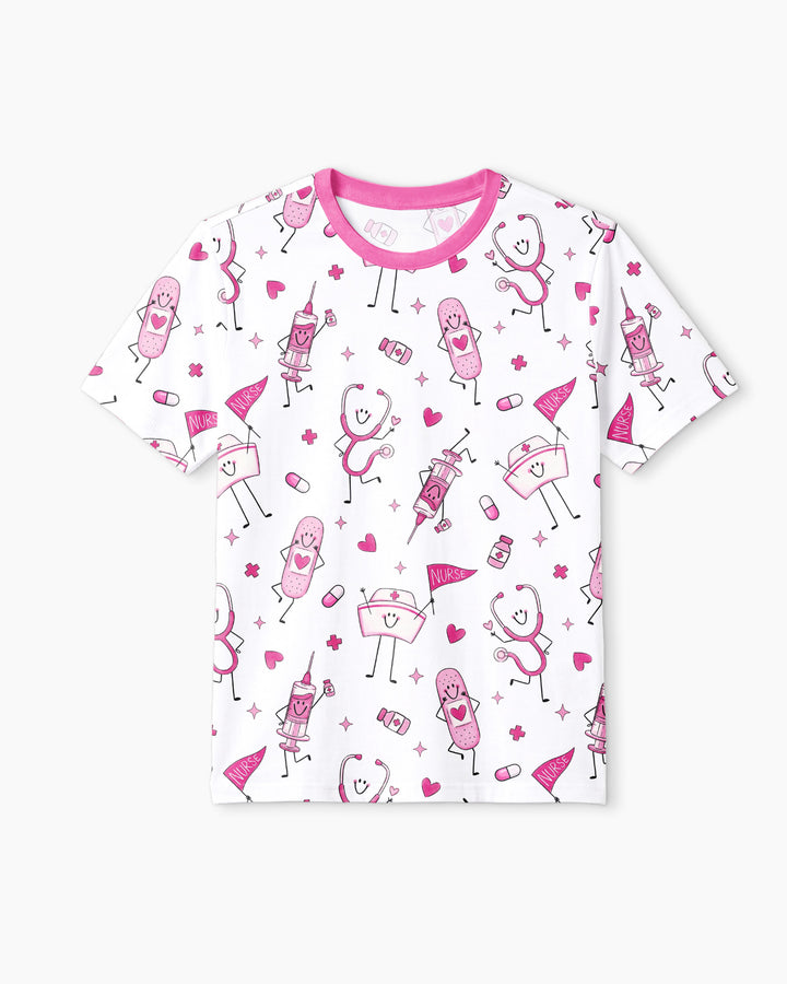 Cute Nurse Crew Bamboo Men Short Sleeve Short Pajama Set