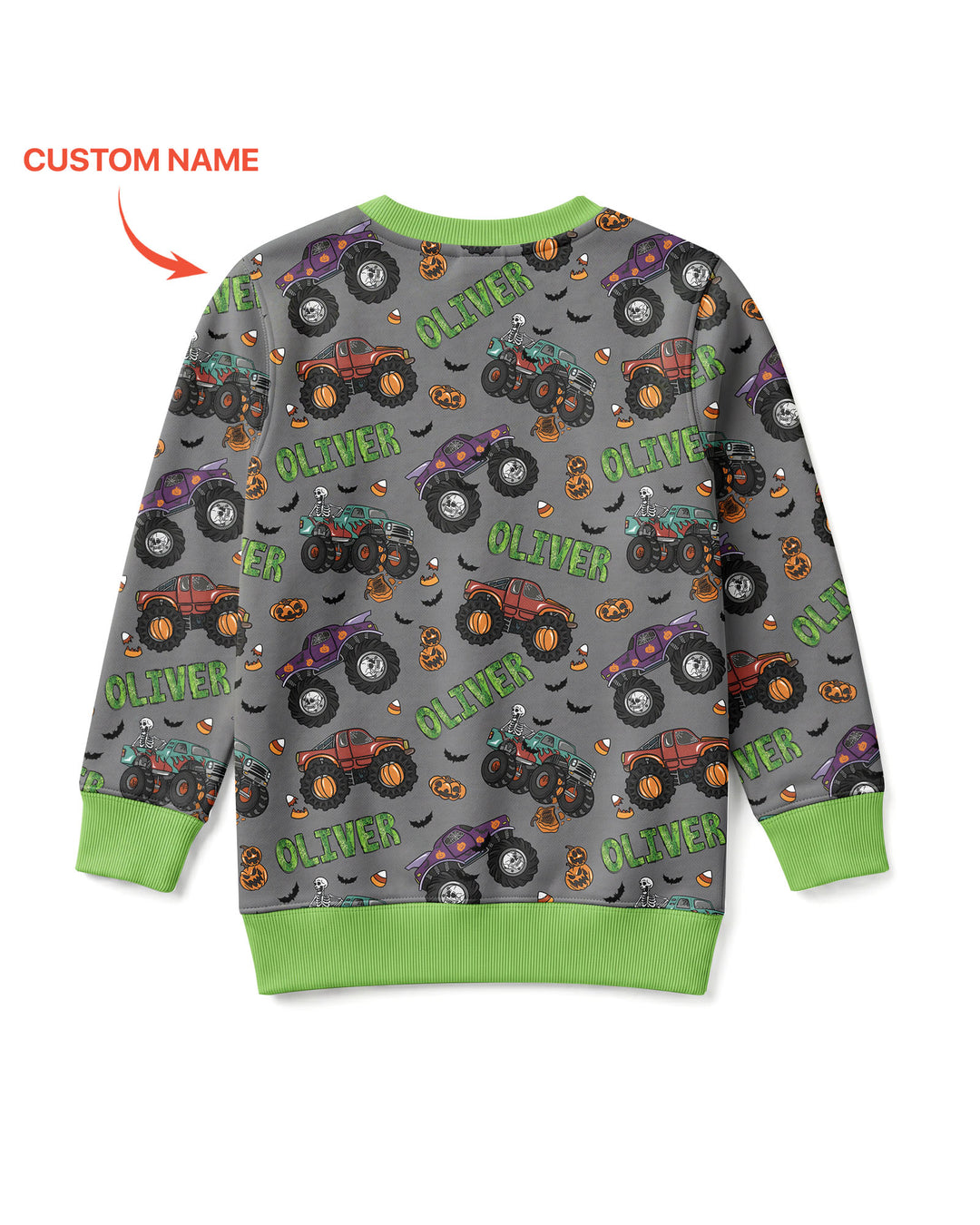 Custom Name Haunted Monster Trucks Bamboo Crewneck Sweatshirt