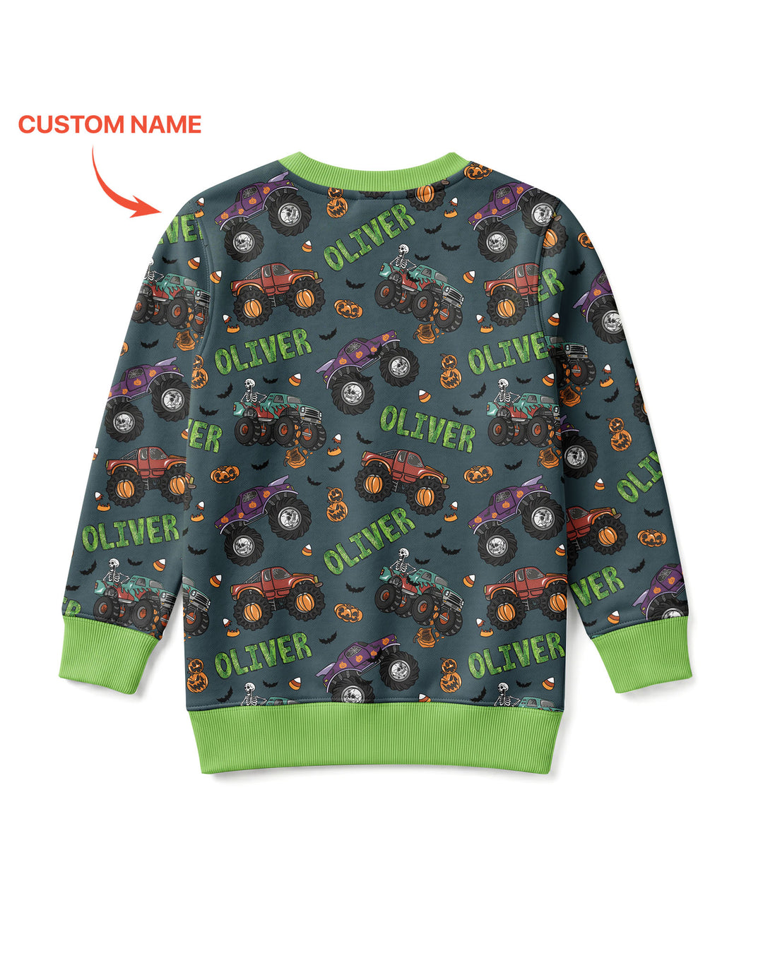 Custom Name Haunted Monster Trucks Bamboo Crewneck Sweatshirt