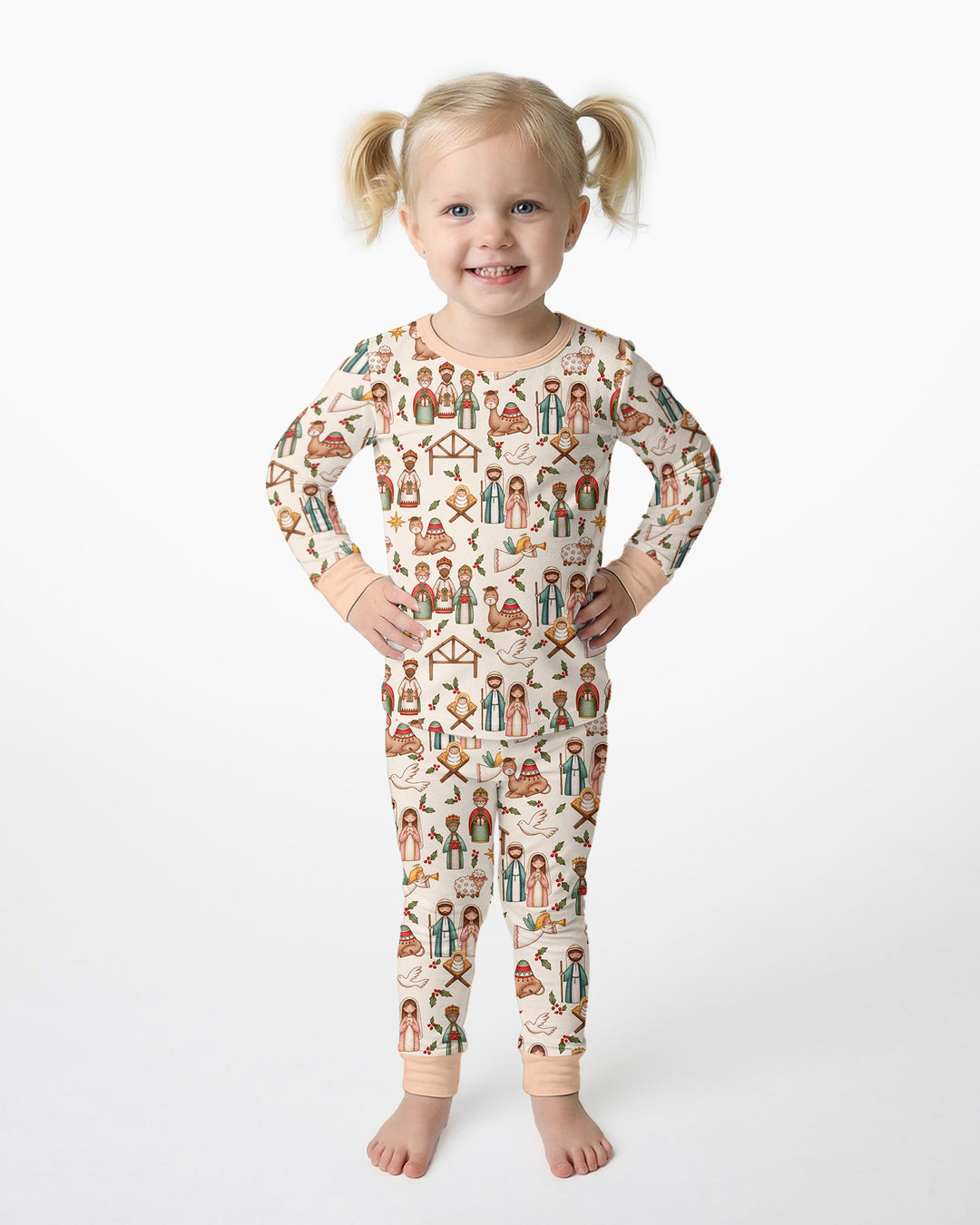 Holy Night Nativity Bamboo Two Piece Long Sleeve Pajama Set