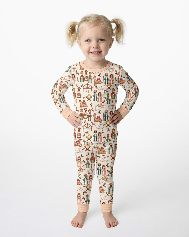Holy Night Nativity Bamboo Two Piece Long Sleeve Pajama Set