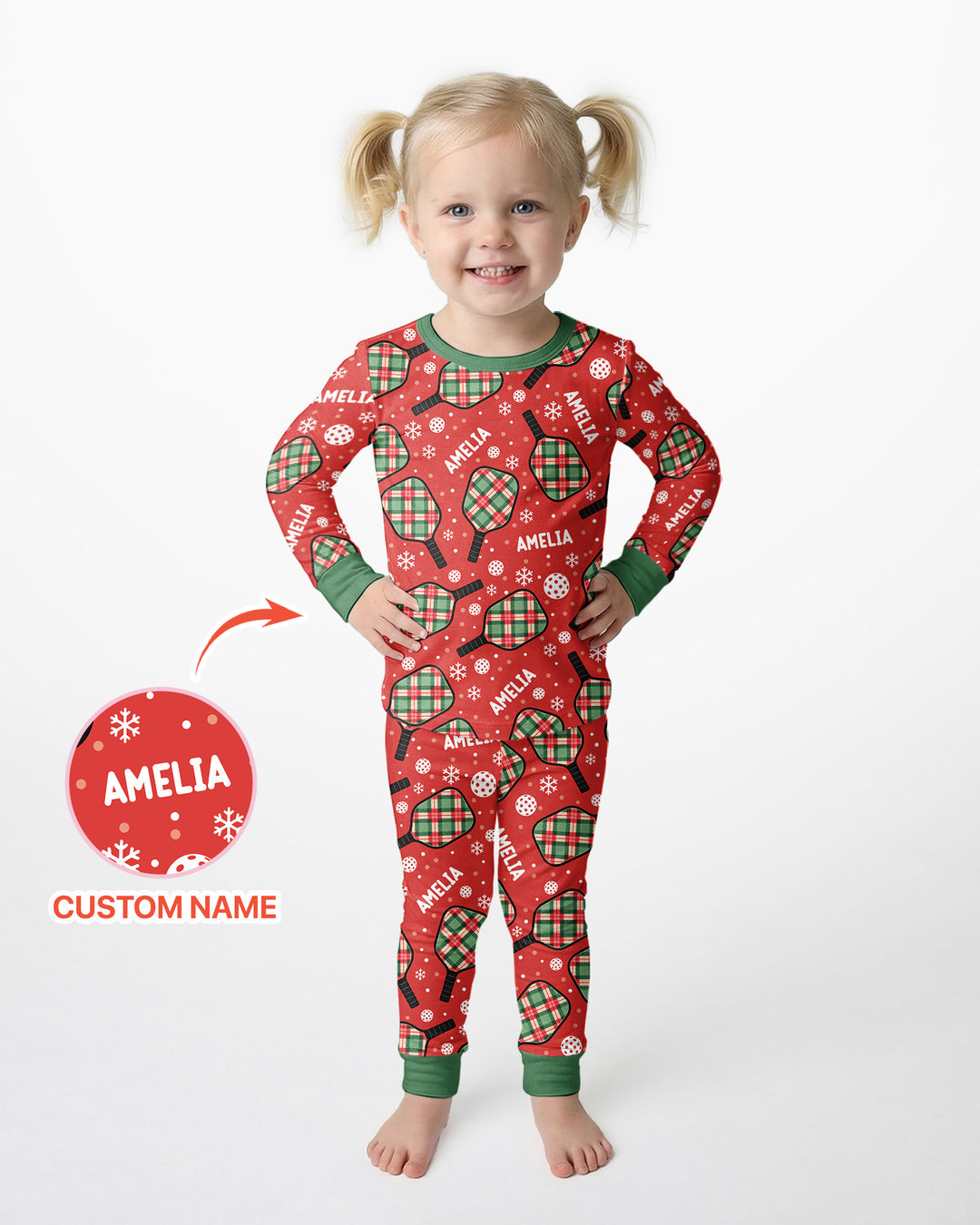Custom Name Plaid Paddle Bamboo Two Piece Long Sleeve Pajama Set