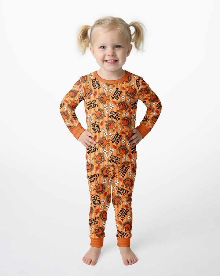 Guess What Turkey Butt Bamboo Two Piece Long Sleeve Pajama Set