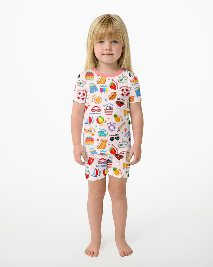 Love Summer Bamboo Two Piece Short Sleeve Shorts Pajama Set