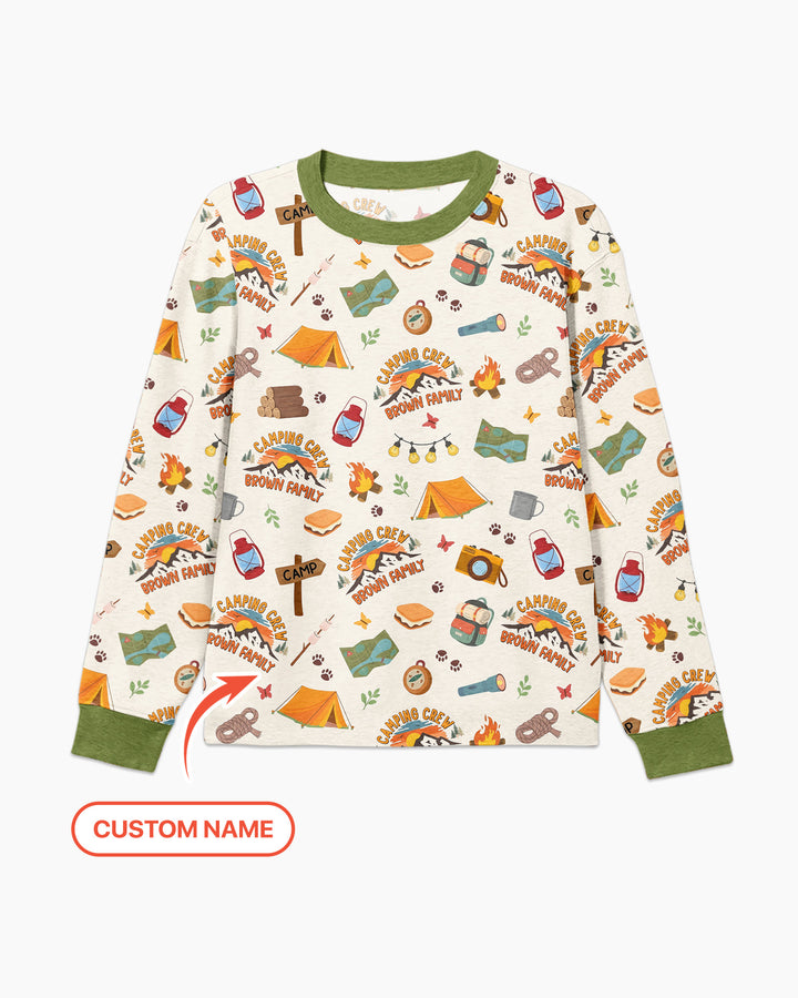 Custom Name Camping Crew Family Matching Bamboo Men's Pajama Set