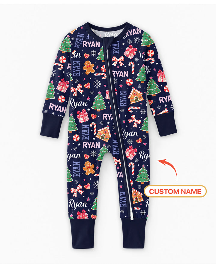 Custom Name Christmas Crew Family Matching Bamboo Convertible Zippy
